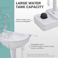 4.5 Gallon Portable Sink 17L Hand Washing Station Foot Pump RV Travel Camping
