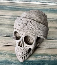 Stone Garden Knit Hat Skull Gothic Ornament Hand Crafted Statue Halloween