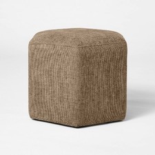 Hex Upholstered Ottoman Tan -