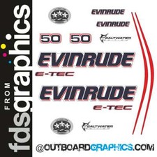 Evinrude 50hp ETEC / E-TEC outboard engine decals/sticker kit - white cowl