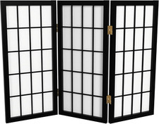 2 Ft. Short Desktop Window Pane Shoji Screen - Black - 3 Panels