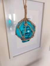 8cm (3") Turquoise Glass Buoy Fishermans Ball Floats With Rope Detail Fishing