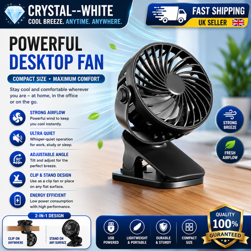 Rechargeable clip fan - clip,