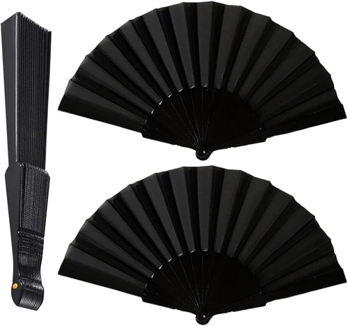 Pack folding hand fan - folding, black