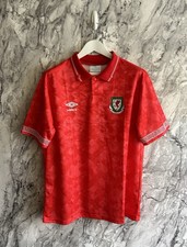 Vintage Umbro 1990/1992 Wales Red Retro Home Football Shirt Size XL Men’s