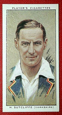 YORKSHIRE COUNTY CRICKET CLUB   Herbert Sutcliffe  Vintage 1930's Card  JE15MS