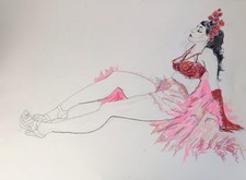 Framed Mixed Media Drawing