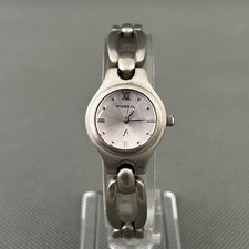 Fossil F2 Ladies Watch ES-9035 Silver Pink Dial Womens Round New Battery ES9035