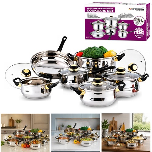 12pc stainless steel saucepan - steel,