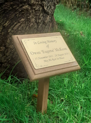 Solid oak memorial stake - oak,