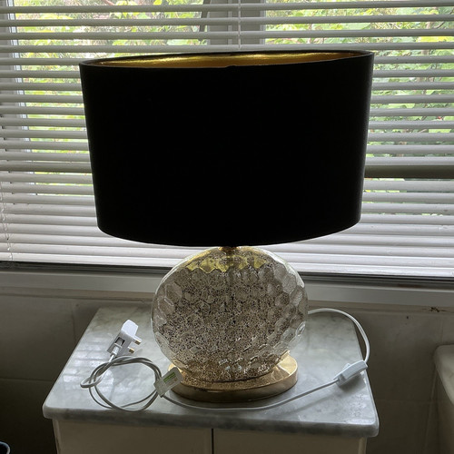 Black gold table lamp w - table,