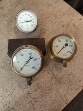 VINTAGE BRASS GAUGES X3