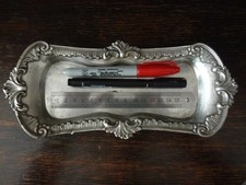 Antique Snuffler or Pen Tray Silver Plated Base Metal Pewter 1900