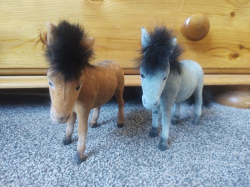 Vintage flocked donkeys - 2,