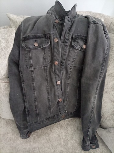 Denim jacket large black grey - denim,