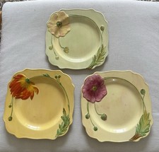 Floretta Ware Royal Venton Burslem Van Phillips Square Plates X 3