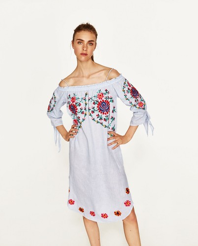 Zara women sky blue linen - women's,