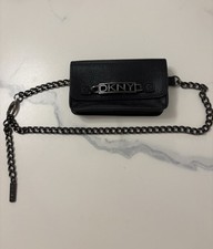 DKNY~ Black Gunmetal Logo Belt