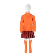 Kids Scooby Doo Where Are You Velma Dinkley Cosplay Costume Dress Outfit