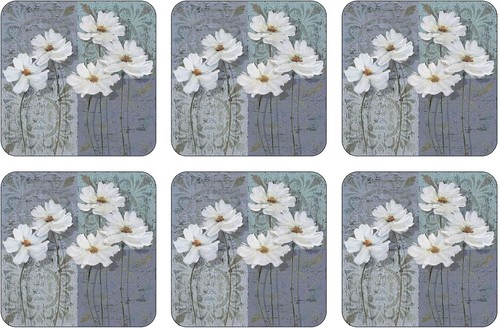White poppies coasters - white,
