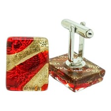 Murano Glass Cufflinks Red and