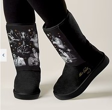 Black faux suede boots