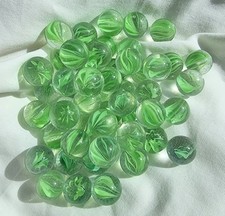 GREEN PETAL - 25 Beautiful Glass Marbles, Clear with Colourful Swirls, 16mm