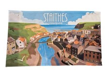 Staithes tea towel - tea, 100%