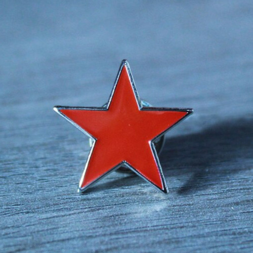 Red star enamel pin badge - red,