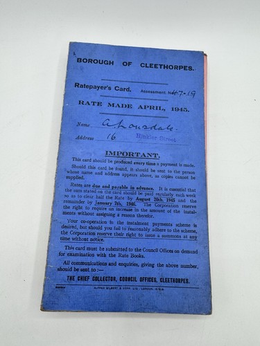 Vintage ratepayers cards 1945 - vintage,