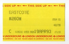 Eastcote 01 - UTS London Underground ticket - Metropolitan & Piccadilly Lines