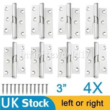 4PCS LIFT OFF DOOR BUTT HINGES LEFT OR RIGHT - 3" 75MM STAINLESS STEEL UK