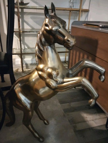 Cast bronze rearing horse - cast,
