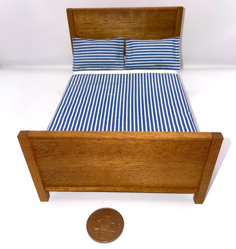 Dolls house double bed - bed, wooden