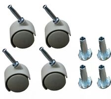 4 x Twin wheels Castors in Beige & Inserts-For Divan Bed Base Sofa Settee Chair
