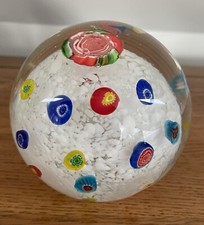 Large Scattered Millefiori Paperweight Dump With Rose to Top