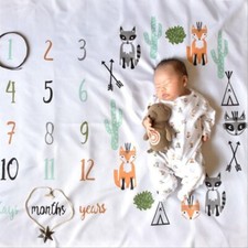 Baby Milestone Blanket Mat Photography Background Props Monthly Growth Photo