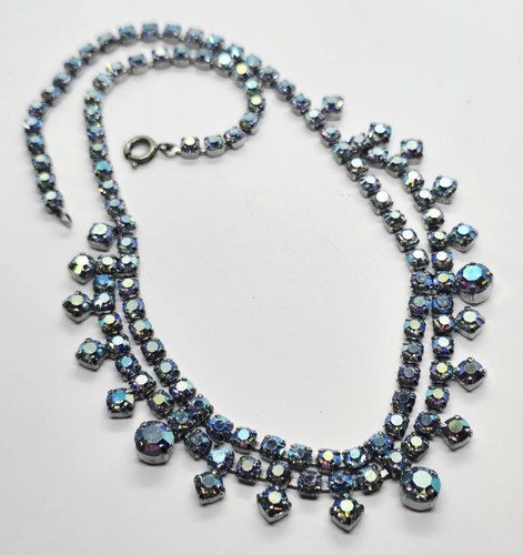 Vintage necklace blue aurora - necklace,