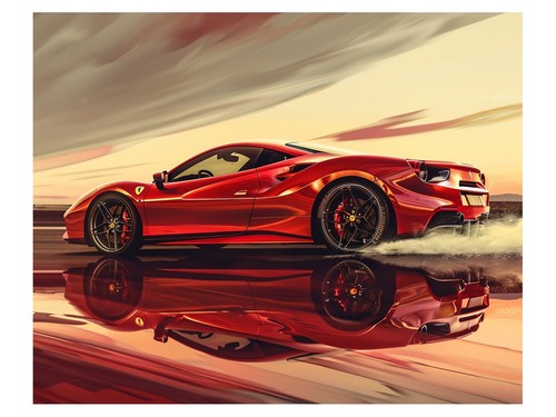 Red sports car dynamic - car, poster