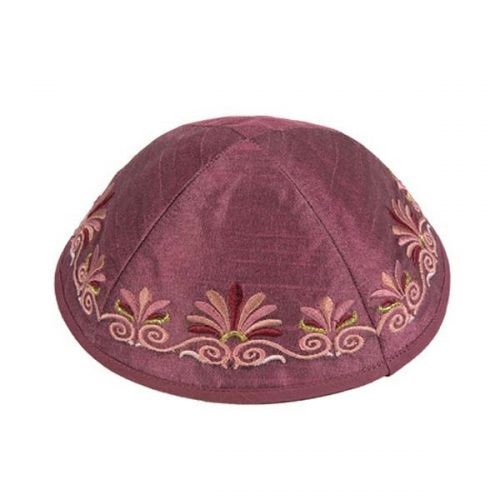 Kippah embroidered waves pink - waves,