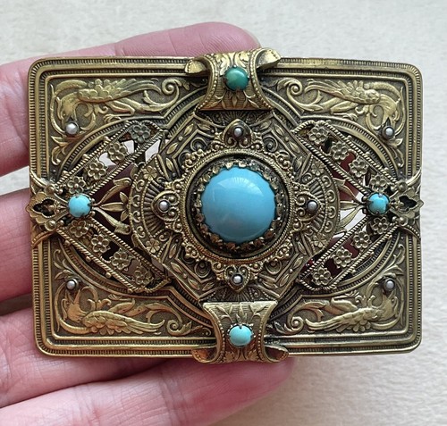 Art nouveau gilt belt buckle - gilt,