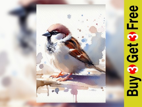 Charming sparrow watercolor - charming,