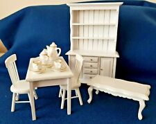Doll house wooden dresser dining table coffee table and porcelain tea set