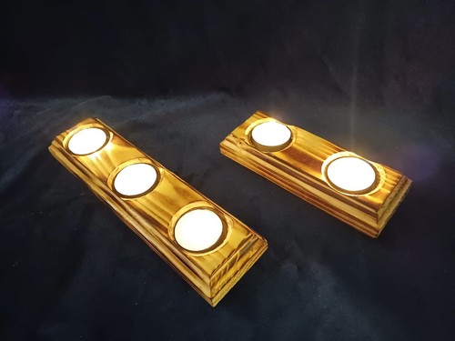 Rustic wooden tea light - rustic,