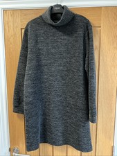 Primark Grey Black Roll Neck Jumper Style Mini Tunic Dress Size 14