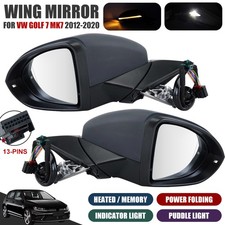 Left + Right Side Power Fold Heated Wing Door Mirrors for VW Golf Mk7 2012-2020