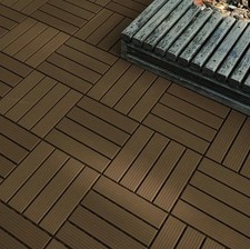 11PCS Plastic Deck Tiles Garden Patio Balcony Outdoor Interlocking Decking Floor