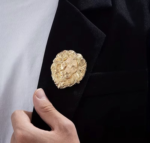 Lion head badge brooch retro - brooch,,