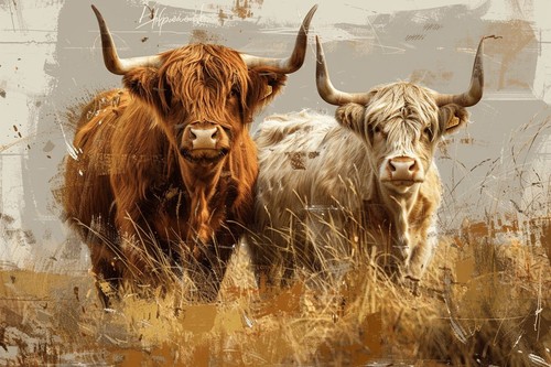Highland cow animal canvas - highland,