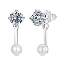 1ct Earrings 18K Gold Pearl